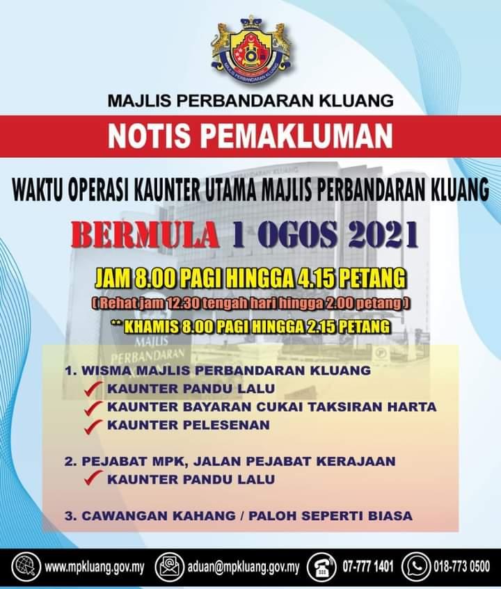 NOTIS PEMAKLUMAN KAUNTER UTAMA MPK | Portal Rasmi Majlis Perbandaran ...