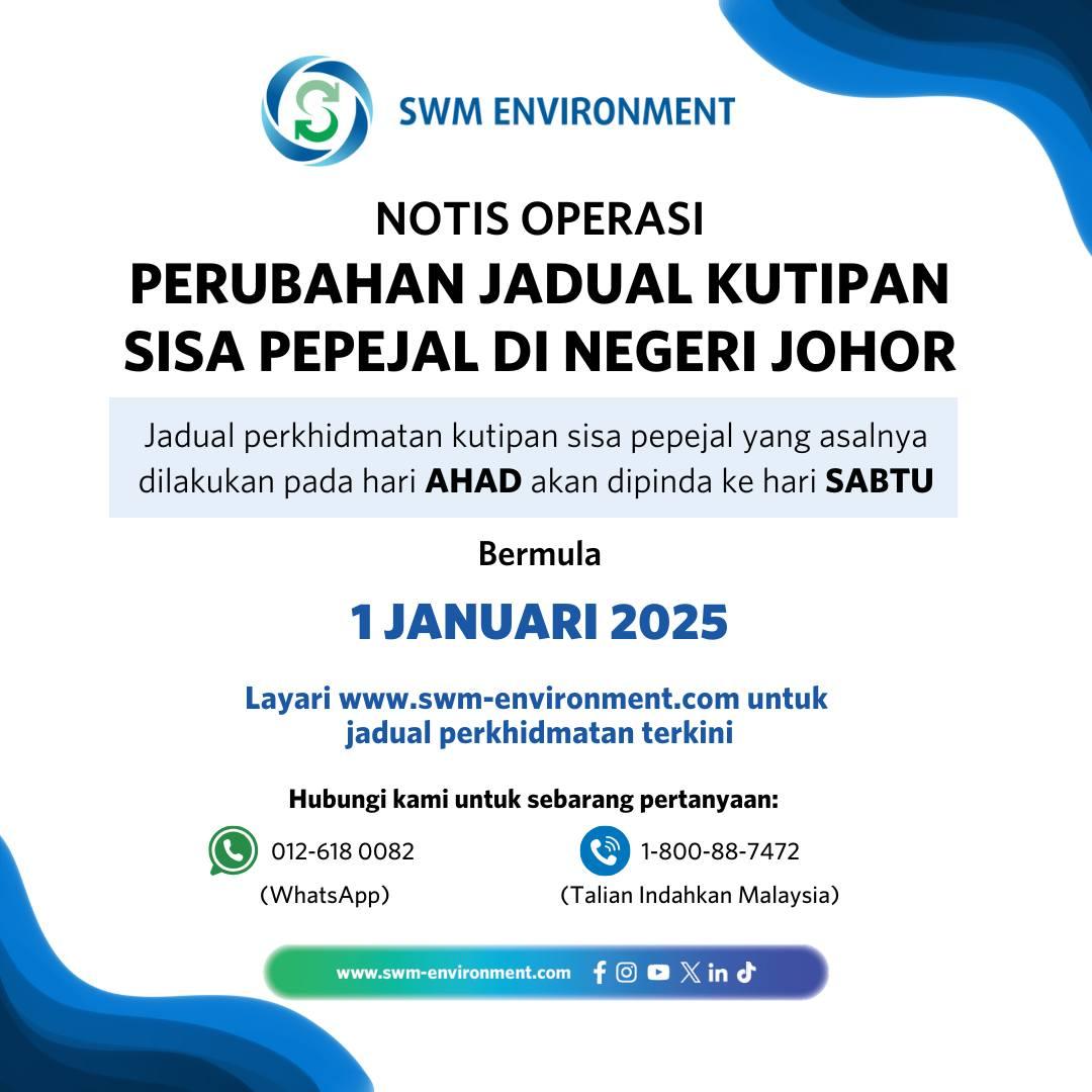 Notis Perubahan Jadual Kutipan Sisa Pepejal Negeri Johor